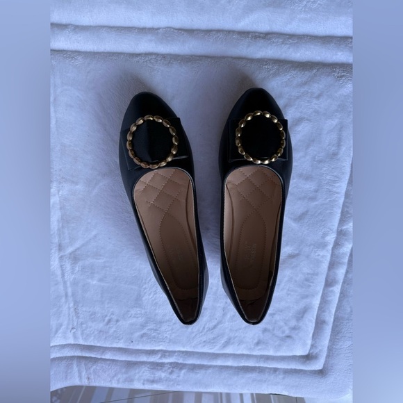 Fenghonseson black flats with gemmed buckles 39 (US 7.5 circle golden design - Picture 14 of 15